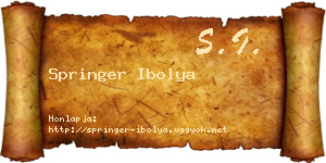 Springer Ibolya névjegykártya